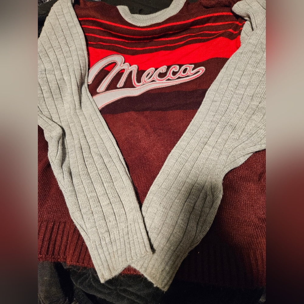 VINTAGE Mecca Red and Gray Sweater